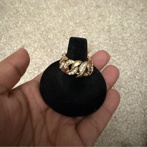 Gold chunky Crystal Ring stretchy one size